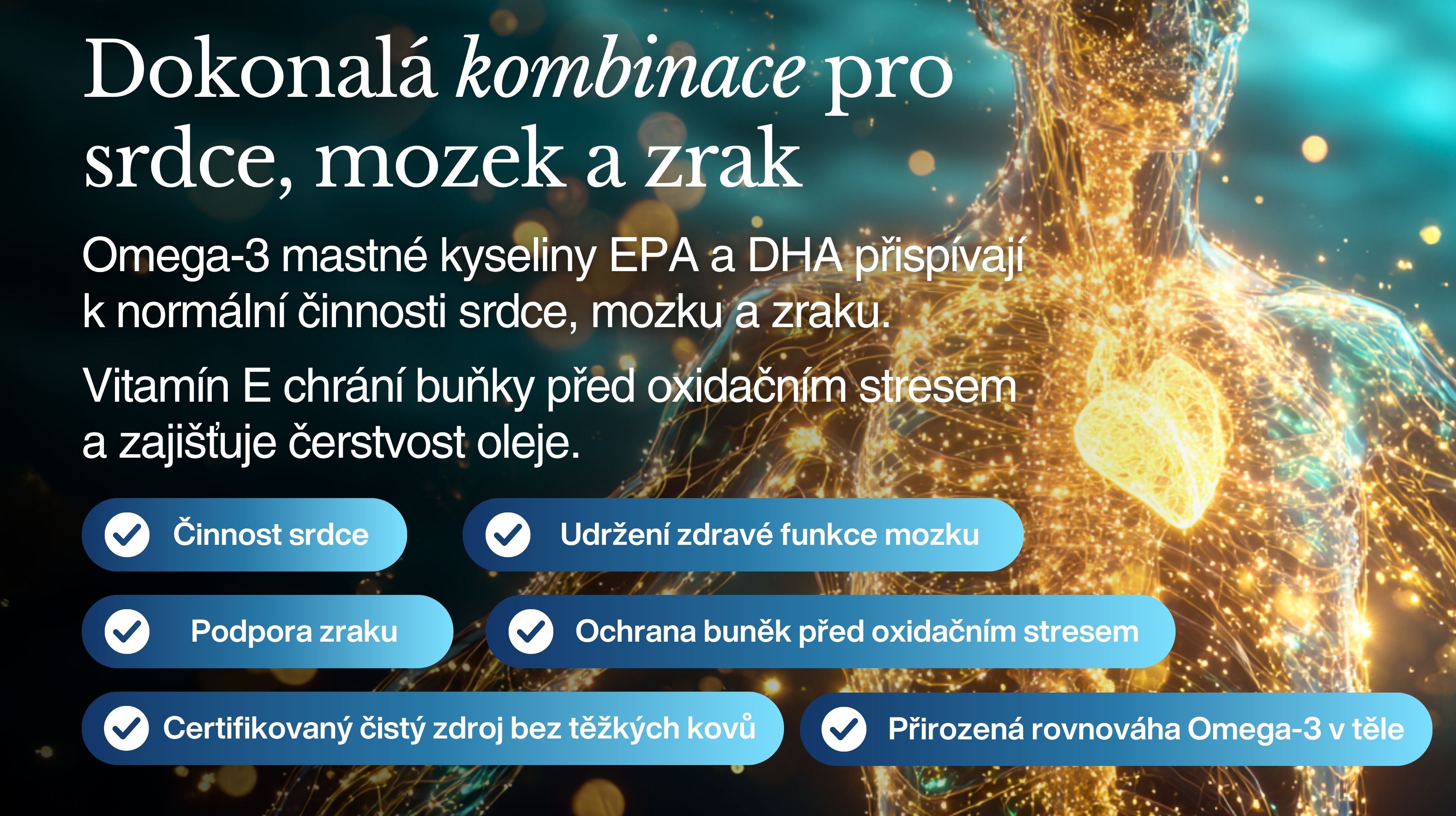 PREMIUM Omega-3 + vitamín E, Čistý rybí olej z ančoviček, 2000 mg, 100 softgel kapslí -2